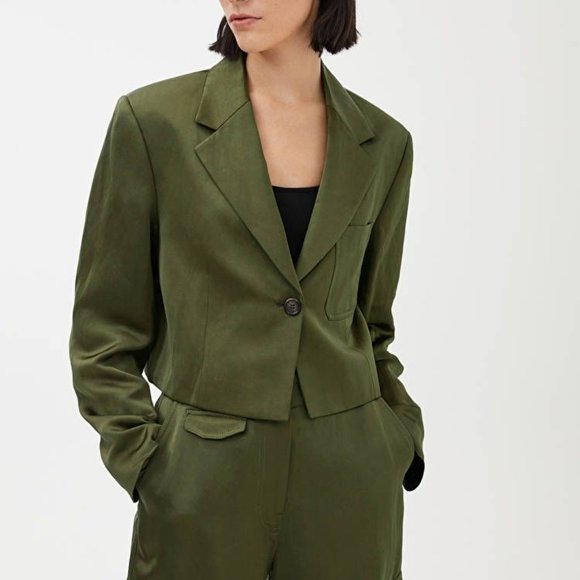 Worthington Jackets & Blazers - Worthington-Olive Military Inspired Jacket- 8